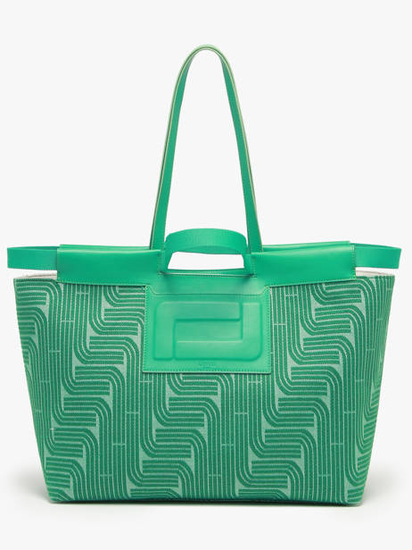 Sac Cabas Camille Jacquard Et Cuir Lancel Vert camille A12775