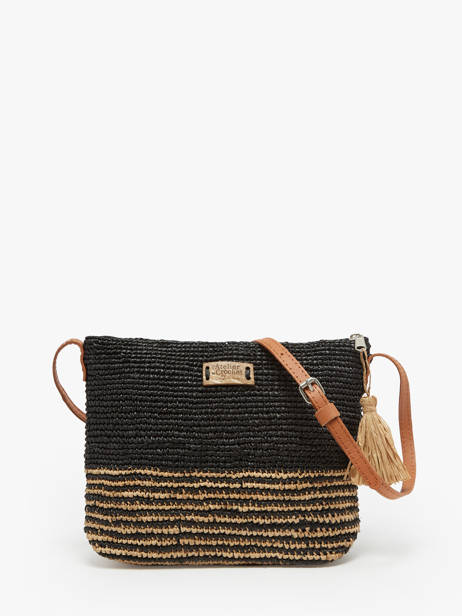 Sac Bandoulière L'atelier Du Crochet Raphia Le voyage en panier Noir l'atelier du crochet AM753