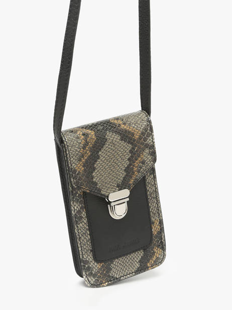 Le Porte-téléphone Python Cuir Paul marius Noir python TELEPPYT vue secondaire 1