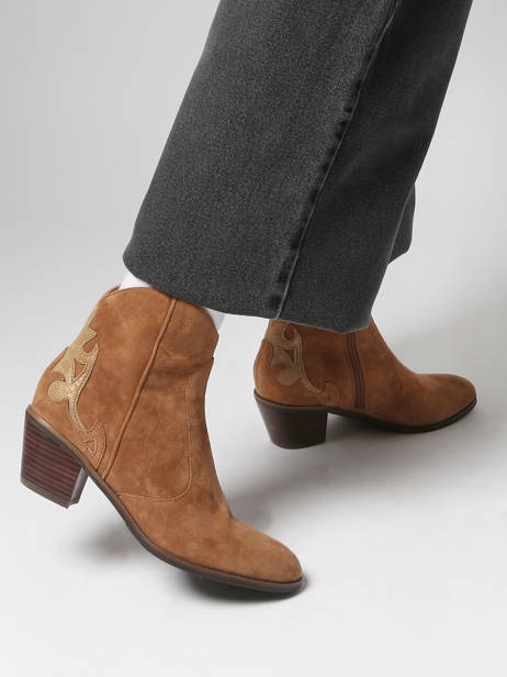 Bottines à Talon En Cuir Mam'zelle Marron women CSGGF41 vue secondaire 1