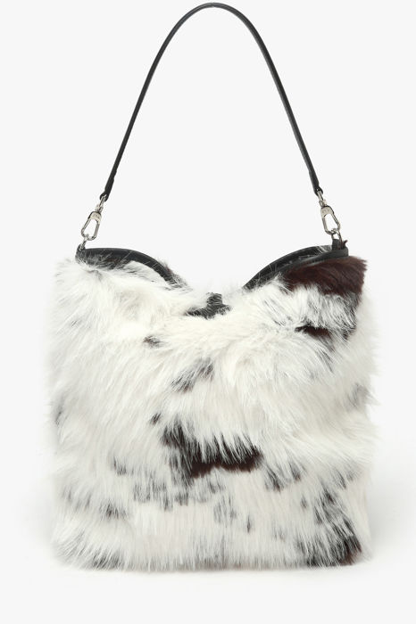 Longchamp Roseau toile fourrure Besaces Blanc