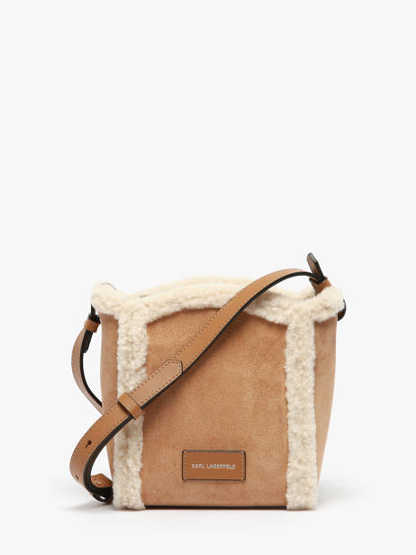 Sac Bandoulière K Circle Shearling Cuir Karl lagerfeld Marron k circle A4W30068 vue secondaire 3