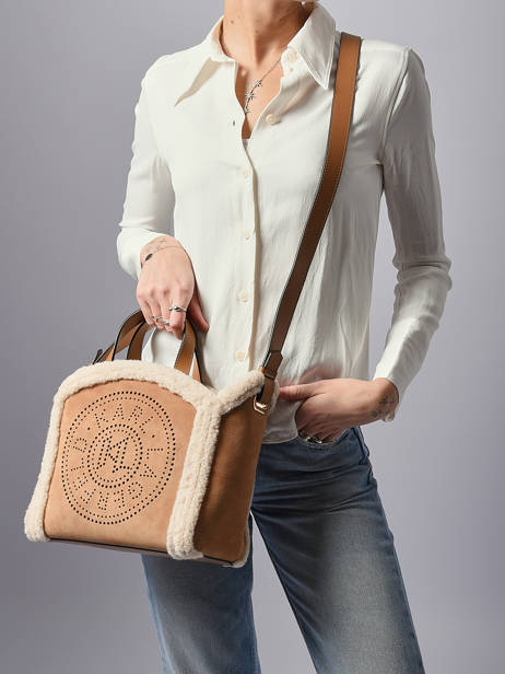 Sac Porté Main K Circle Shearling Cuir Karl lagerfeld Marron k circle A4W30087 vue secondaire 1