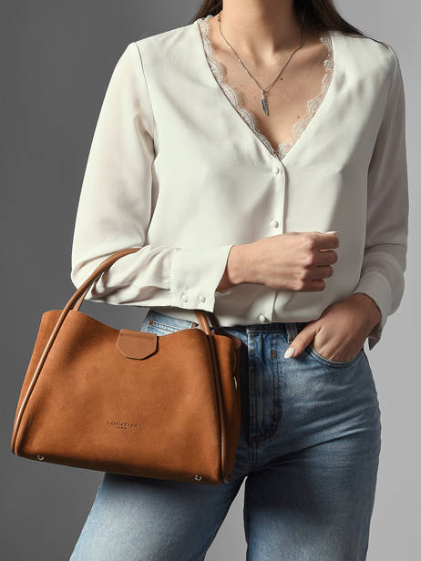 Sac Porté Main Suede Ida Cuir Lancaster Marron suede ida 101 vue secondaire 1