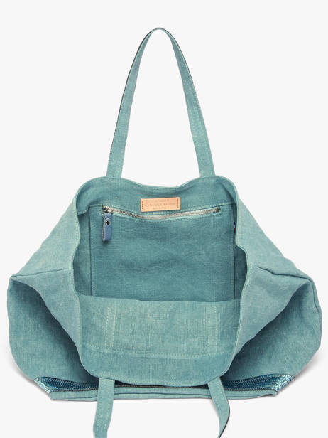 Le Cabas L Lin Et Paillettes Vanessa bruno Bleu cabas lin 31V40315 vue secondaire 4