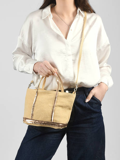 Sac Bandoulière Baby Cabas Lin Paillettes Vanessa bruno Jaune cabas lin 31V40410 vue secondaire 1