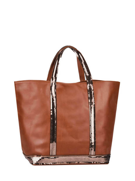 Le Cabas Moyen Cuir Paillettes Vanessa bruno Marron cabas cuir 2V40413 vue secondaire 4