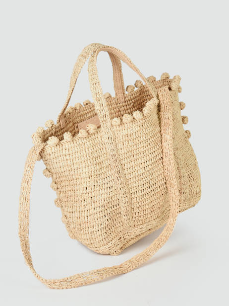 Sac à Main Le Cabas Raffia Pompon Vanessa bruno Beige cabas raphia 75V40435 vue secondaire 3